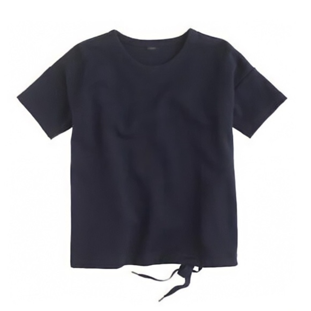 J. Crew Navy Drawstring Short Sleeve Sweatshirt